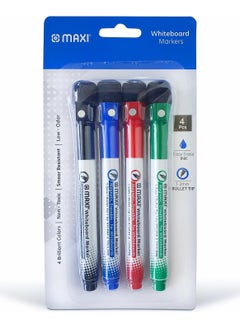 Buy 4-Piece Magnetic Whiteboard Marker with Eraser Multicolour in UAE