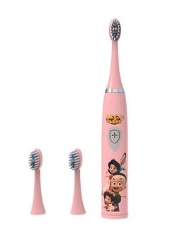 اشتري Electric Toothbrush for Kids Rechargeable Cartoon Printed Children Toothbrush with 2x Replacement Brush Heads Battery Operated Pink في الامارات