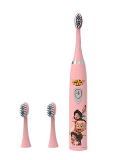 Buy Electric Toothbrush for Kids Rechargeable Cartoon Printed Children Toothbrush with 2x Replacement Brush Heads Battery Operated Pink in UAE