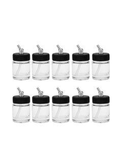 Buy 10-Piece Glass Bottles Airbrush Set Clear 18.5x7.5x8centimeter in Saudi Arabia