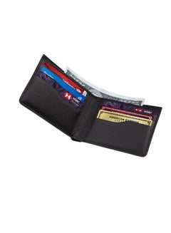 Buy Slim Wallet for Men Genuine Leather Bifold Rfid Protected Purse Black in UAE