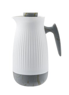 Buy Plastic Coffee/Tea Flask With Soft Touch Handle & Lid 1 Liter White/Grey in Saudi Arabia