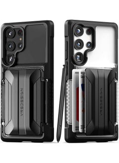 اشتري Neo Flip Active Samsung Galaxy S23 Ultra Case Cover Wallet with Semi Automatic Snap Door Credit Card Holder Slot [2 Cards] - Matte Black في الامارات