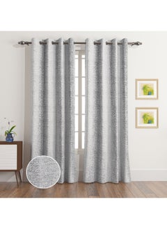 Buy Martha 2-Piece Extra Long Jacquard Blackout Curtain Set 300 x 140 cm in UAE