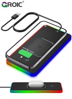 Buy Wireless Car Charger Pad, QI 15W RGB Wireless Charger for Car USB, Wireless Charging Pad with On/Off Button, Car Charger Incl for Apple Air-pods iPhone 15/14/13/12 Samsung S24/S23/S22 (1M Cable) in UAE