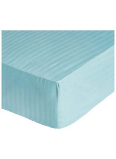 Buy Soft Comfort Stripe Microfiber AQUA Fitted Sheet King 180x200 cm in UAE