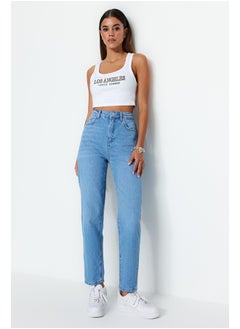 Buy Light Blue High Waist Mom Jeans TWOSS23JE00067 in Egypt