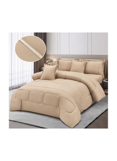 Buy 6 Piece Royal Comforter Set King Size With Two Comfortable Strip Hotel Pillow in Saudi Arabia