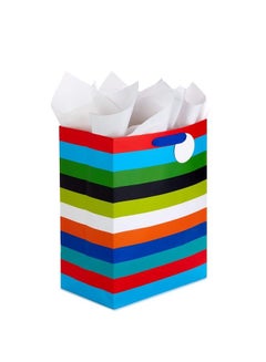 Buy 17" Extra Large Gift Bag With Tissue Paper (Rainbow Stripes) For Birthdays Graduations Baby Showers Father'S Day in Saudi Arabia
