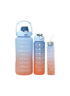 اشتري 3PCS set Sports Water Bottle With Straw Men Women Fitness Water Bottles Outdoor Cold Water Bottles With Time Marker Blue*Orange في مصر