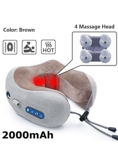 Buy Upgraded Neck Massager , Electric Cervical Massage Pillow with Heat , Deep Tissue Kneading , Rechargeable Portable Massage Cushion Relieve Muscle Pain,for Home Office Car Travel in Saudi Arabia