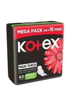 اشتري KOTEX MAXI THICK SUPER PAD 60'S في الامارات