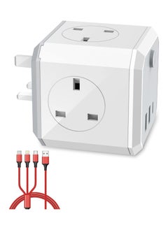 Buy ADAK 60W LapTop CHarger with Universal Travel Plug Adapter | USB-Type-C, 4 Way Power Strip, 2 USB Ports, Multi Socket Plug Adapter for AU/UK/EU/US, Plug Converter for Business in UAE