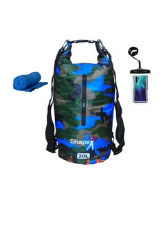 اشتري Waterproof Marine Dry Bag Backpack PVC 500 Tarpaulin 20L With Pocket and Towel & Phone Case في الامارات