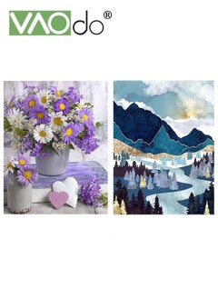 Buy 2PCS 5D DIY Diamond Painting Set Different Shapes Diamond Painting Dot Diamond Painting Landscape & Flower Living Room Bedroom Wall Decoration Painting 30*40CM in UAE