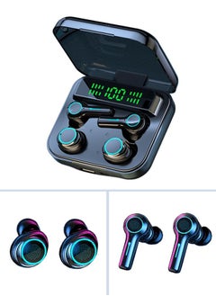 اشتري A Box of Two Pairs of Bluetooth Wireless Earphones 600mAh Charging Case with LED Power Display for Android iPhone Black في السعودية