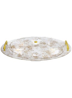 Buy 2-piece oval acrylic candy and nut tray with lid, clear, gold 50cmx34cm in UAE