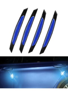 اشتري Universal 4Pcs Reflective Car Door Edge Guard Stickers Carbon Fiber Auto Car Door Edge Bump Protector Sticker for Car SUV Pickup Truck (Blue) في الامارات