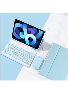 Buy Arabic and English Keyboard Case for iPad Air 5th Gen (2022) / iPad Air 4th Gen (2020)10.9 Inch, Detachable Wireless Keyboard Pencil Holder Slim Leather Smart Cover with Mouse in Saudi Arabia