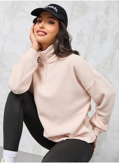 اشتري Oversized Half Zip Fleece Sweatshirt في السعودية