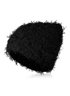 Buy Unisex Distressed Balaclava Winter Warm Beanie, Fuzzy Snow Hats Thick Knit Cap, Winter Outdoor Cap for Men Women, Black in UAE