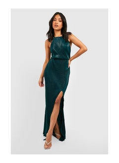 Buy Petite  Pleated Thigh Split Maxi Dress in UAE