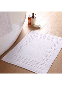 اشتري Magnolia Bath Mat 50 x 80 Cm 800 Gsm White Greek Design Dobby 100% Cotton Set of 1 في الامارات