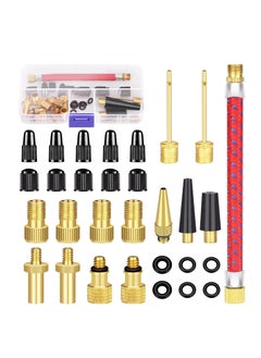 اشتري Bike Valve Adapter Set, 30pcs Bicycle Pump Air Valve Converter, Bike Inner Tube Patch Kits, Bike Tire Valve Adapters, Ball Pump Needle Nozzle Inflator Kit for Bike Tire, Gym Ball, Inflatable Toy في الامارات