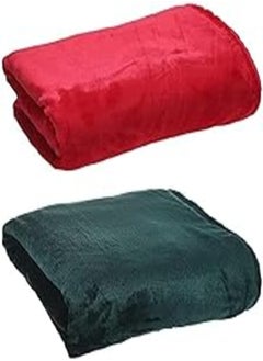 اشتري Mintra Microfiber Blanket, Super Soft, 100% Polyester (180 x 220 cm) - Red + Mintra Microfiber Blanket, Super Soft, 100% Polyester (180 x 220 cm) - Green في مصر