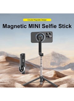 اشتري Mini Magnetic Selfie Stick Desktop Tripod With Telescoping Rod 5 Sections 360°Rotatable With Magnet Ring & Remote Control Compatible With iPhone 15 14 13 12 Seires Android Phones في الامارات