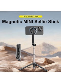 Buy Mini Magnetic Selfie Stick Desktop Tripod With Telescoping Rod 5 Sections 360°Rotatable With Magnet Ring & Remote Control Compatible With iPhone 15 14 13 12 Seires Android Phones in UAE