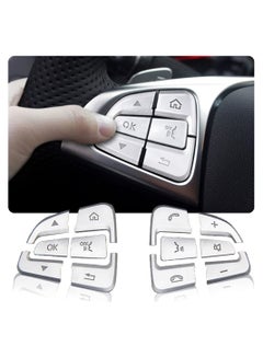 Buy Car Steering Wheel Button Trim Upholstery Compatible with Mercedes for Benz C V GLC Class W205 X205 - Silver in UAE
