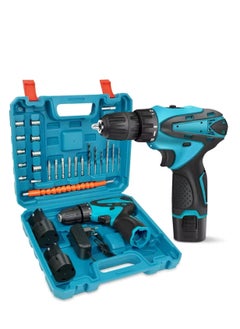 Buy Cordless Drill Driver Set with 2 Battery and Box Lithium Screwdriver Repairing Tool Kit Brushless Motor Electric Screw Driver (Blue) in UAE