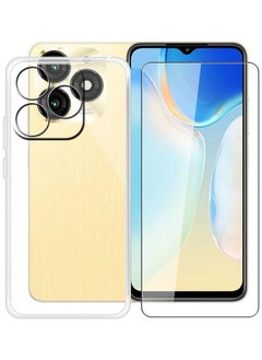 Buy Clear Case for itel A70 (6.6") with 1 x Tempered Glass Screen Protector, Slim Soft TPU Shockproof X Anti-Scratch Phone Cover for itel A70 - Transparent in UAE