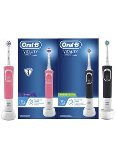 Buy Vitality D100 Black and Pink Bundle Electric rechargeable toothbrush in UAE
