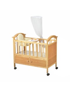 Buy Wood Baby Crib Bed Adjustable Length Shaking Bed for Infant in Saudi Arabia