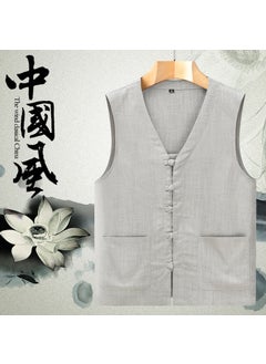 Buy Summer Linen Vest Mens Casual Sleeveless Tang TopLight gray top Light gray top in Saudi Arabia