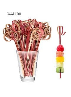 Buy 100 PCS Cocktail Stick Bamboo Fruit Sticks Wooden Toothpicks (12cm) For Party Tapas Nibbles Canapes Appetiser Fruit Skewer BBQ Sandwich Bento Accessory Pick Food in Saudi Arabia