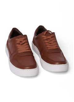 Buy Fancy Genuine Leather Lace-Up Sneakers With Grainy Leather Effect in Egypt