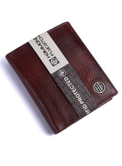 Buy Leather Wallets for Men - RFID Protected Bi-Fold Money Wallet with Total 10 Slots/Pockets - Gift for Men - Brown in UAE