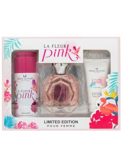 Buy Mark Alfred La Fleur Pink Pour Femme Perfume Gift Set for Women Eau De Parfum 100ml + Body Spray 150ml + Body Lotion 50ml in UAE