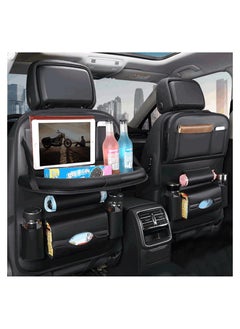 Buy Car Backseat Organizer,Multi-Pocket PU Leather Backseat Organizer with Foldable Table Tray,can Put Tablet and Back Protectors Kick Mats Travel Accessories Seat back organizer in Saudi Arabia