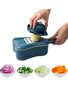 Buy Vegetable Slicer and Grater, Violin Shaped 5 in 1 Multifunctional Slicer, Kitchen Chopper with Blades, Potato Shredded Onion Chopper, Tomato Lemon Peeler in UAE