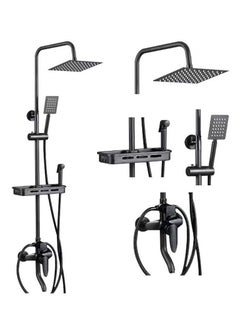 Buy Shower Set,Shower Kit 8-Inch Shower Head with Handheld Including Rough-In Valve Body,Storage Rack and Trim Bathroom Rainfall Shower Kit Square in UAE