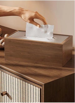 اشتري 1-Piece Wooden Tissue Box Rectangle Shaped Tissue Box Wood Acrylic 19.7x12.7x9.4 Centimeter في الامارات