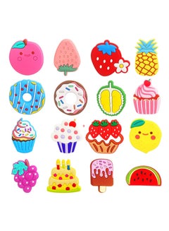 Buy 16Pcs 3D Cartoon Fridge Magnets for Kids, Fun Learning with Colorful Fruits & Desserts, Durable, Soft PVC - Perfect for Home, Office, School Use in Saudi Arabia