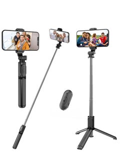 Buy Selfie Stick Tripod with Detachable Wireless Remote, 4 in 1 Extendable Portable Selfie Stick & Phone Tripod Stand Compatible with Gopro, iPhoneSamsungHuawei, etc in UAE