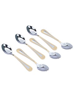 Buy Luxe gold-plated stainless steel spoon set, 6 pieces, 1490 in Egypt