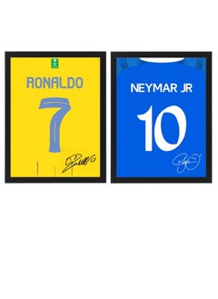 Buy Set of 2, Cristiano Ronaldo and Neymar Autographed Jersey - Framed Poster 30x40cm - CR7 -Football Memorabilia, Soccer Collectible, Gift for Fans in UAE