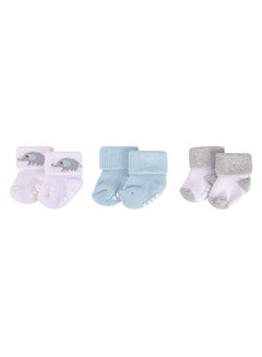 Buy Baby Terry Socks With Non-Skid 3 Piece Gray Mint in UAE